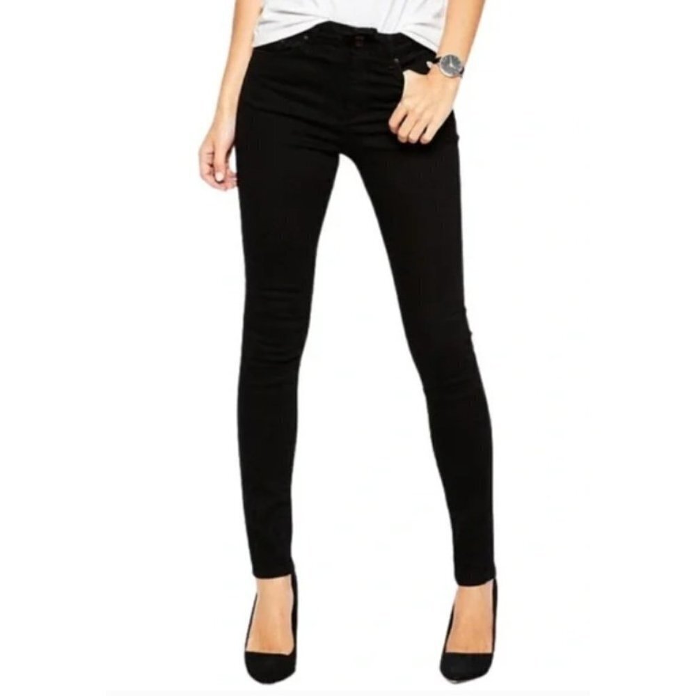 Alice + Olivia Black Stretch Denim Low Rise Skinny Jeans Size 25